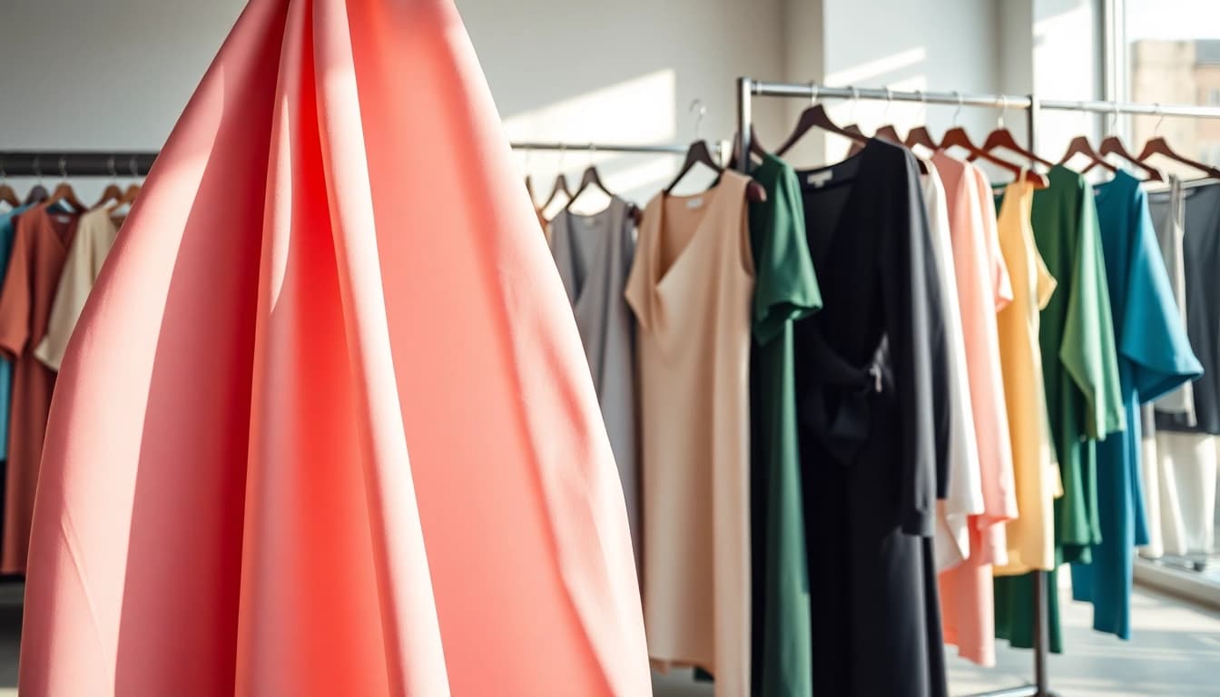 Women’s Clothing Manufacturer presenting stylish tops in a modern boutique setting.