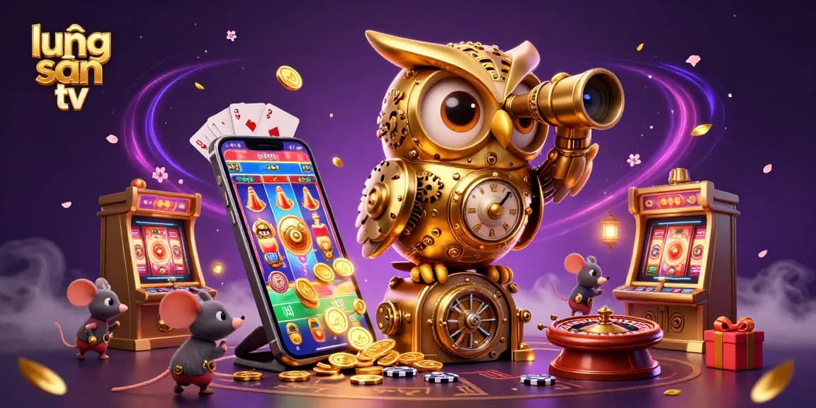 Engage with lương sơn tv's vibrant casino scene featuring a magical owl and animated gaming elements.