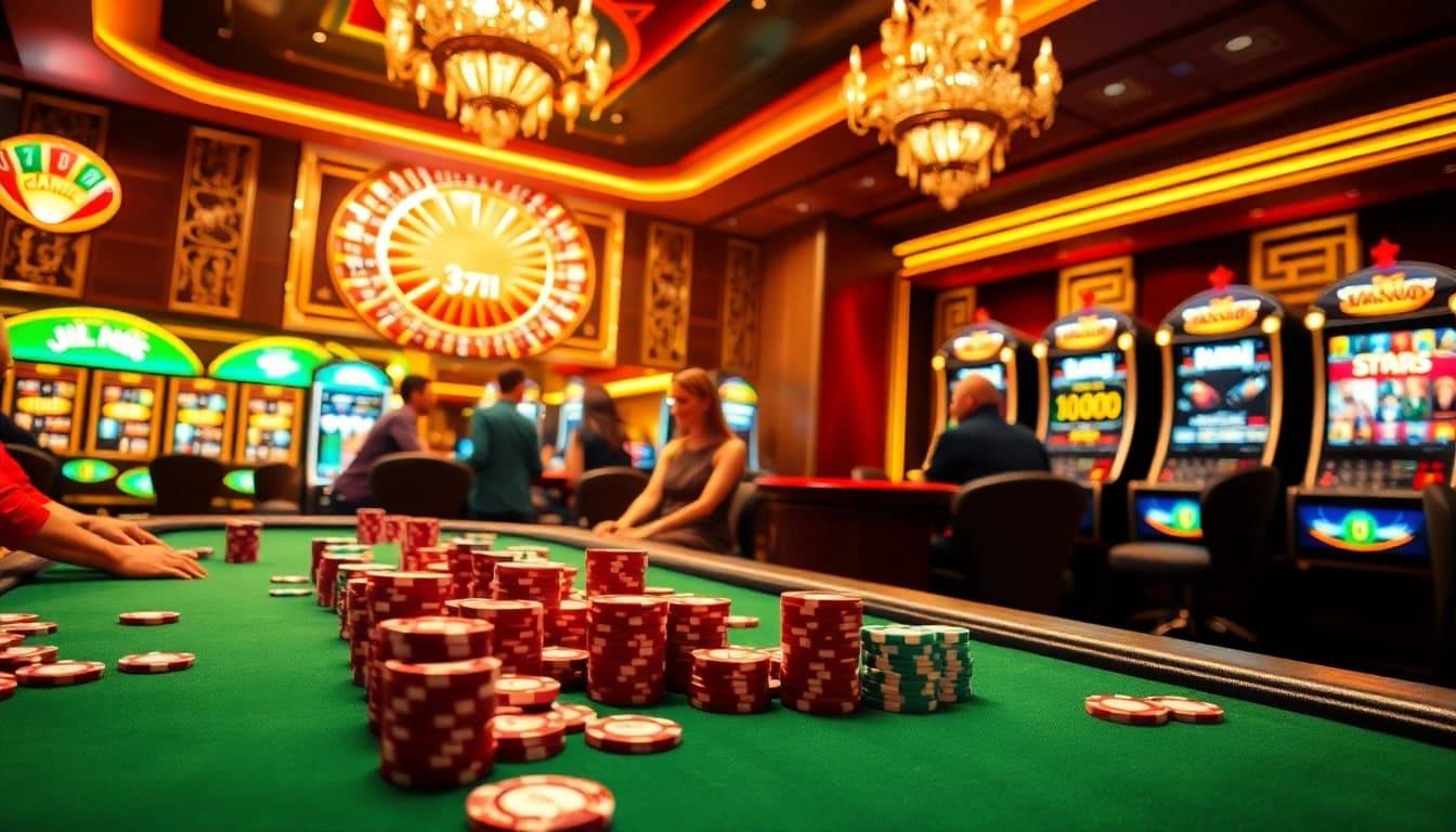 Experience thrilling casino action at Jl111.life with vibrant poker tables and winning slot machines.
