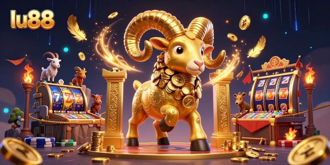 lu88 captures excitement with golden ram charging and slot reels in a dynamic betting arena