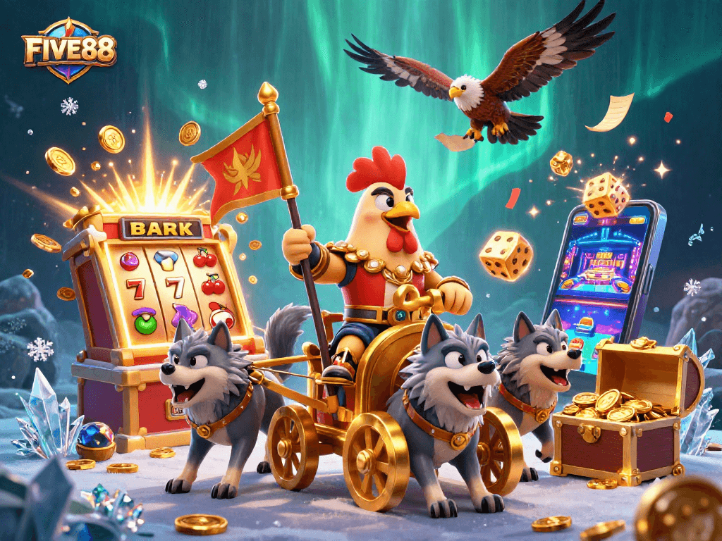 Experience thrilling gameplay action with FIVE88’s vibrant casino scene bursting with entertainment.