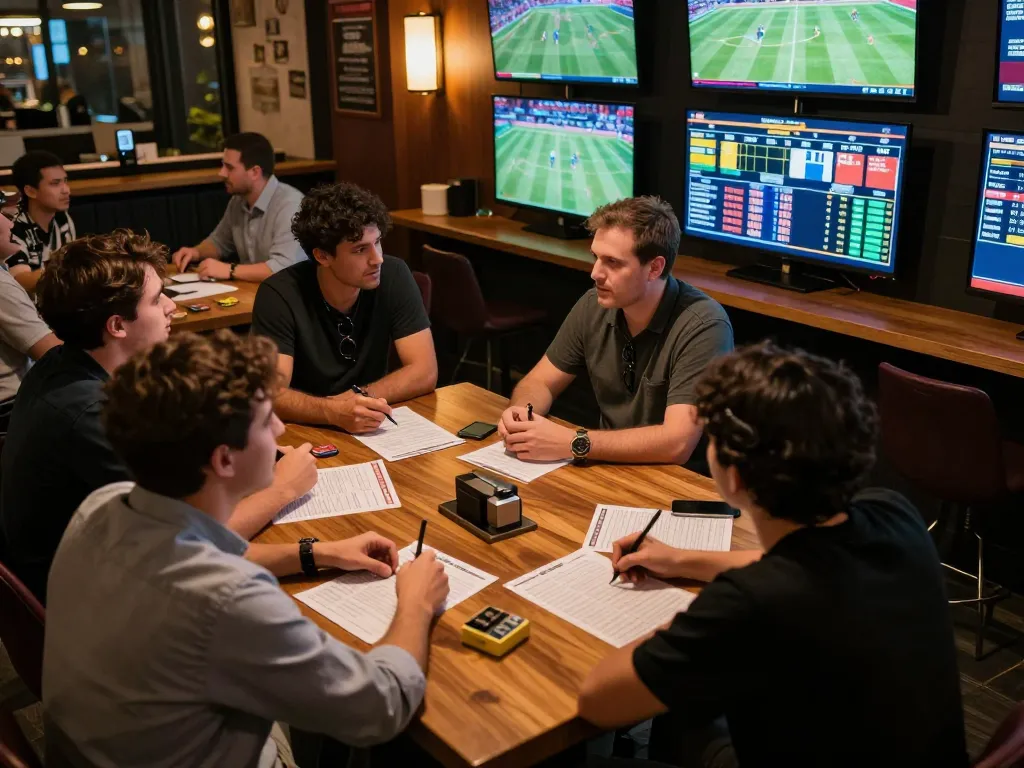 Tic88 bettors strategizing during live sports events for better odds and winning outcomes.