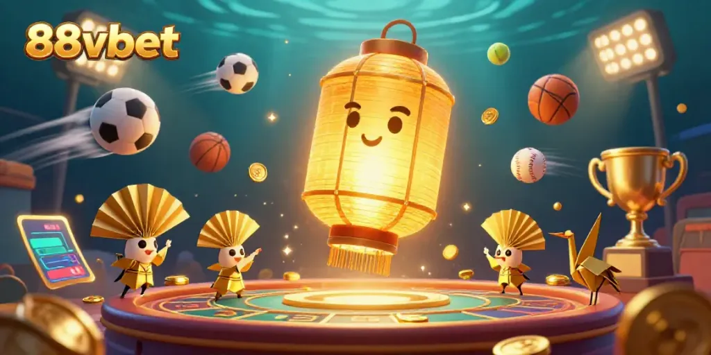 Experience the thrill of betting with 88vbet's vibrant casino illustration showcasing exciting gaming elements.