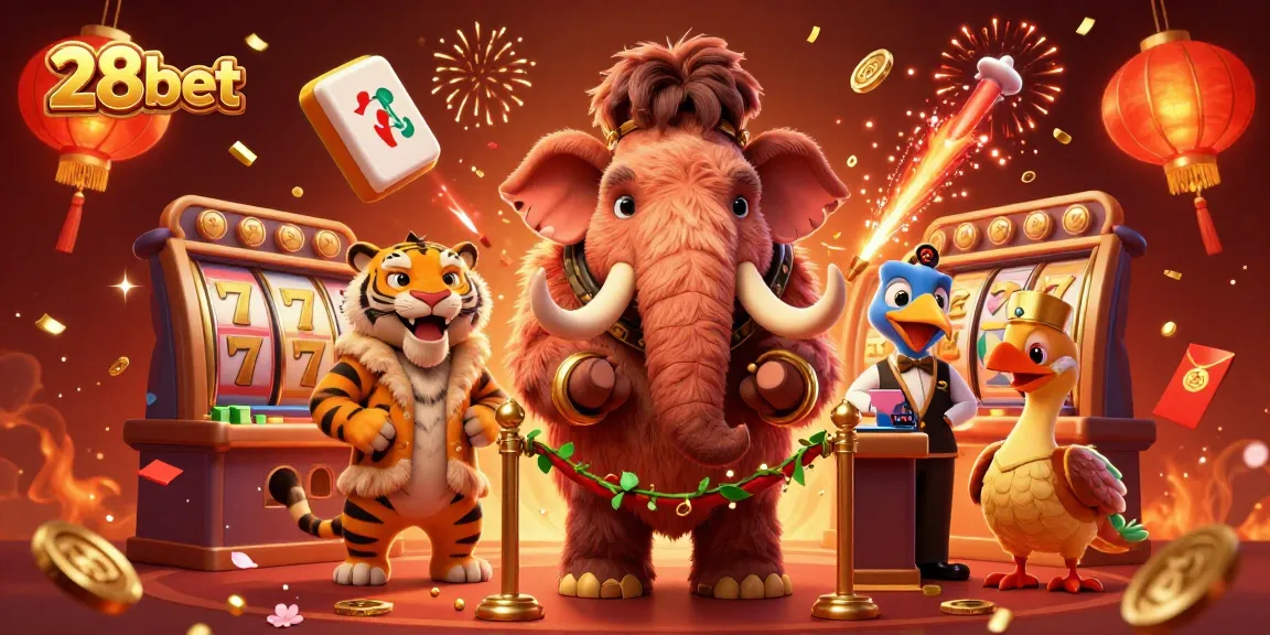 Experience thrilling betting action with 28bet at a vibrant casino scene featuring engaging characters.