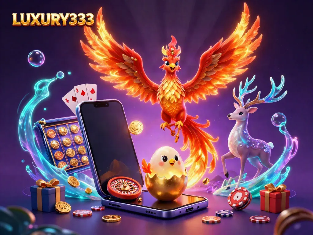 Experience thrilling wins at LUXURY333 with a dynamic gambling scene featuring vibrant game elements.
