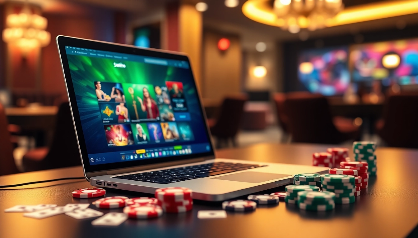 Experience the best online casinos Canada with vibrant gaming setups featuring cards and chips.