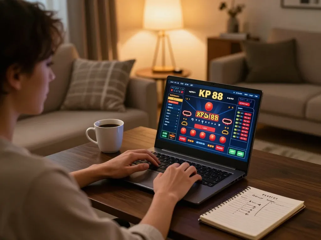 Engaging in online gambling at KP 88 with strategies and ambiance in a cozy setting.