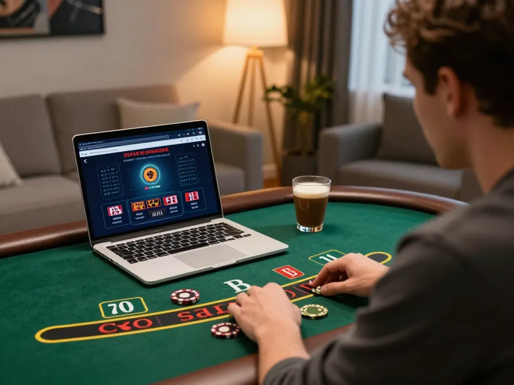 Engaging player at https://c168b.com/ live blackjack table on laptop, enjoying online gaming and relaxation.