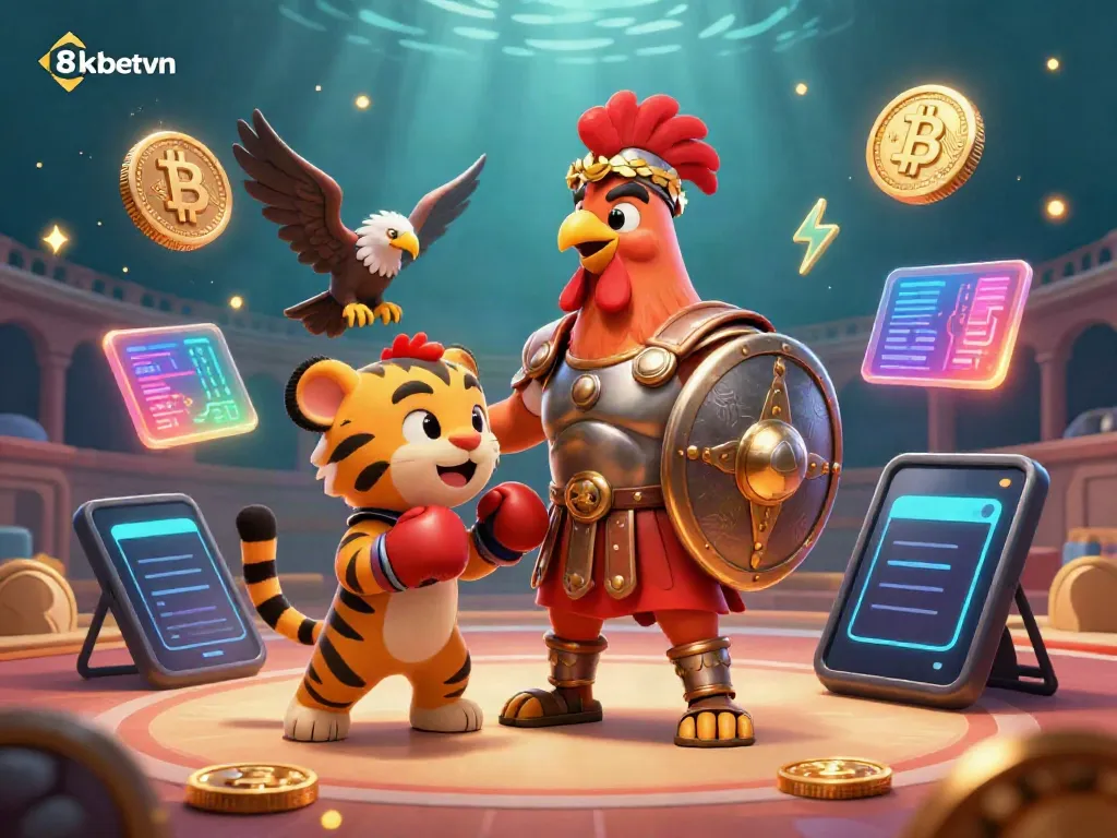 Engage in thrilling 8xbetvn betting while enjoying a lively 3D casino scene with dynamic characters and exciting gaming elements.