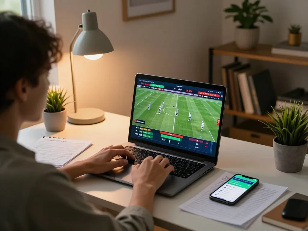 Engaging online sports betting session at home with bong88v, highlighting strategic decisions and excitement.