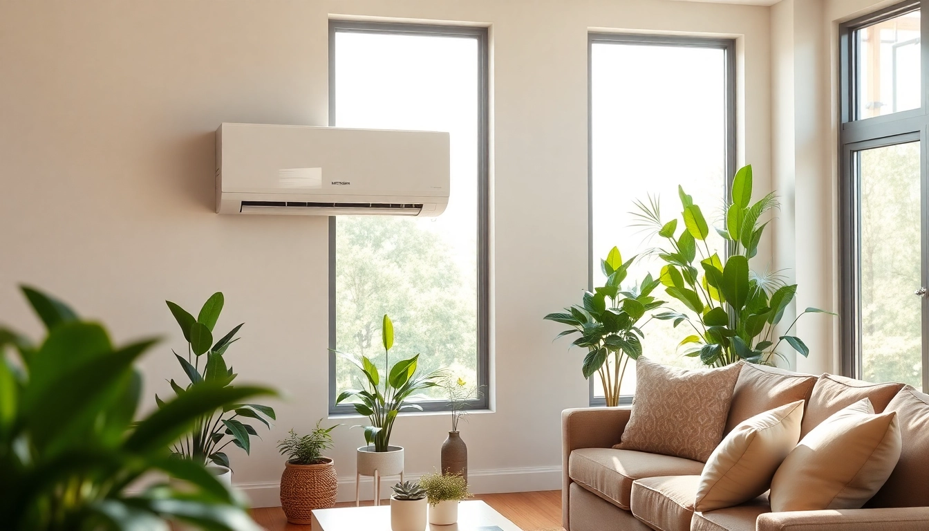 Efficient mitsubishi mini split ac unit enhancing indoor comfort in a stylish living space.