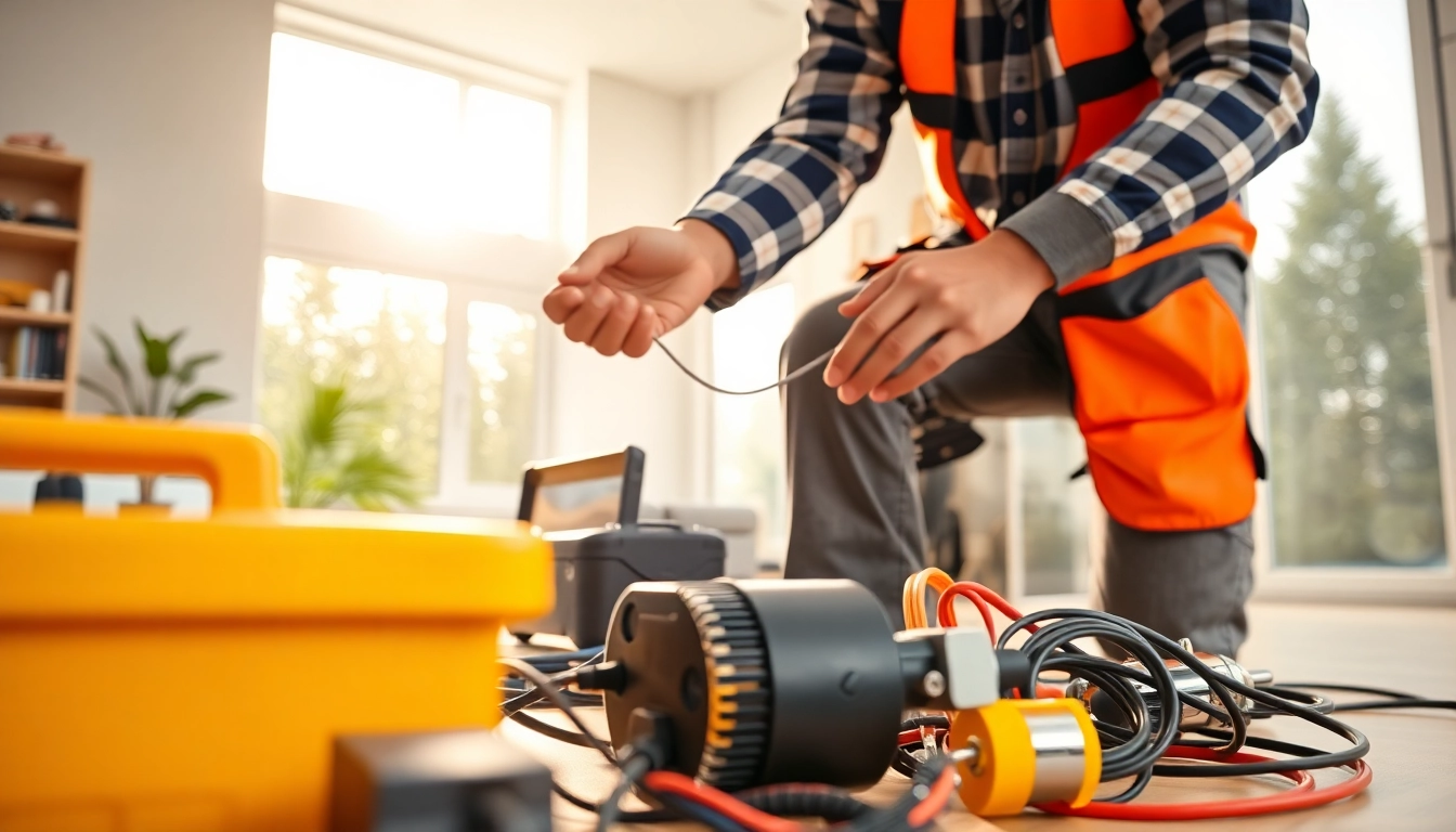 Electricians in vancouver performing electrical installations with professional tools and safety equipment.