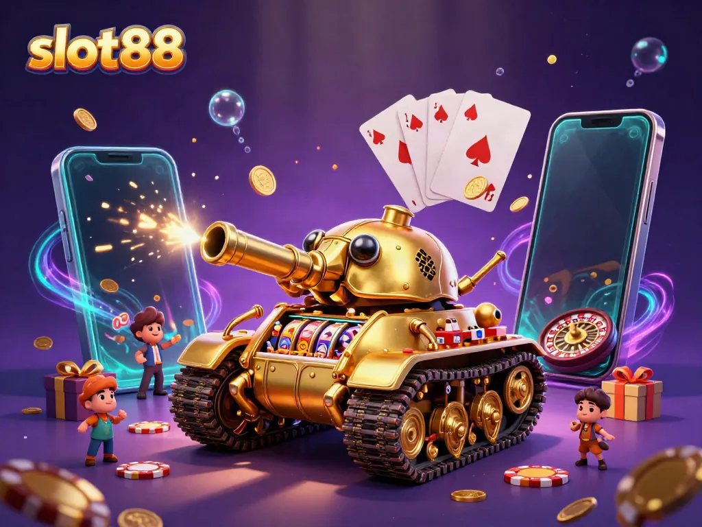 Experience thrilling gameplay with slot88 in a vibrant casino scene filled with gold coins and excitement.