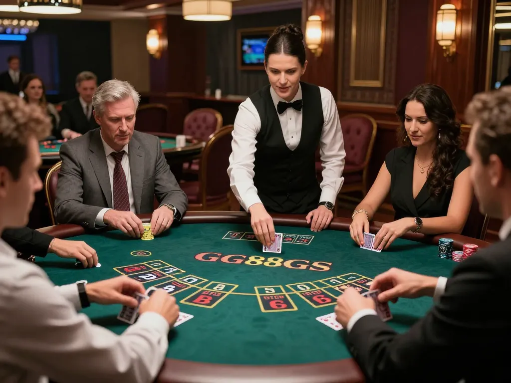 Players engaging in a live blackjack game at gg88gs, showcasing thrilling action and elegant atmosphere.