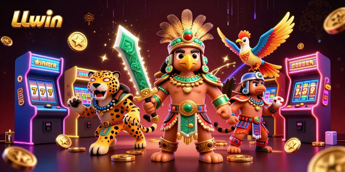 Join the excitement at LLwin with vibrant slot machines and warriors in action.
