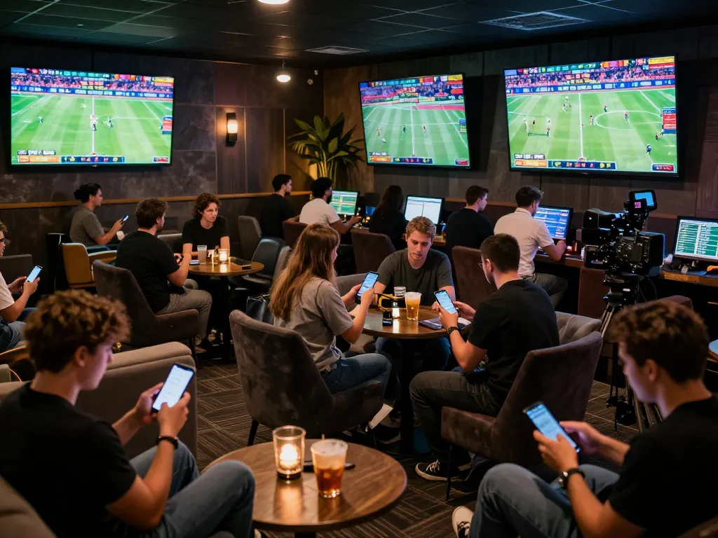 The excitement of sports betting at qq8827 with fans engaged in live game strategies.