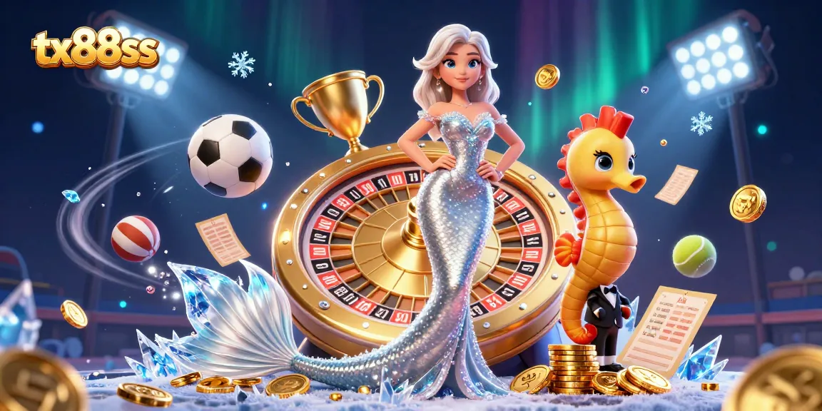 Experience exciting gambling adventures with tx88ss featuring a glamorous mermaid at a roulette wheel