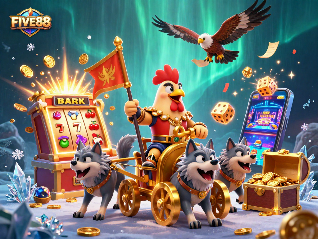 Experience thrilling gameplay action with FIVE88’s vibrant casino scene bursting with entertainment.
