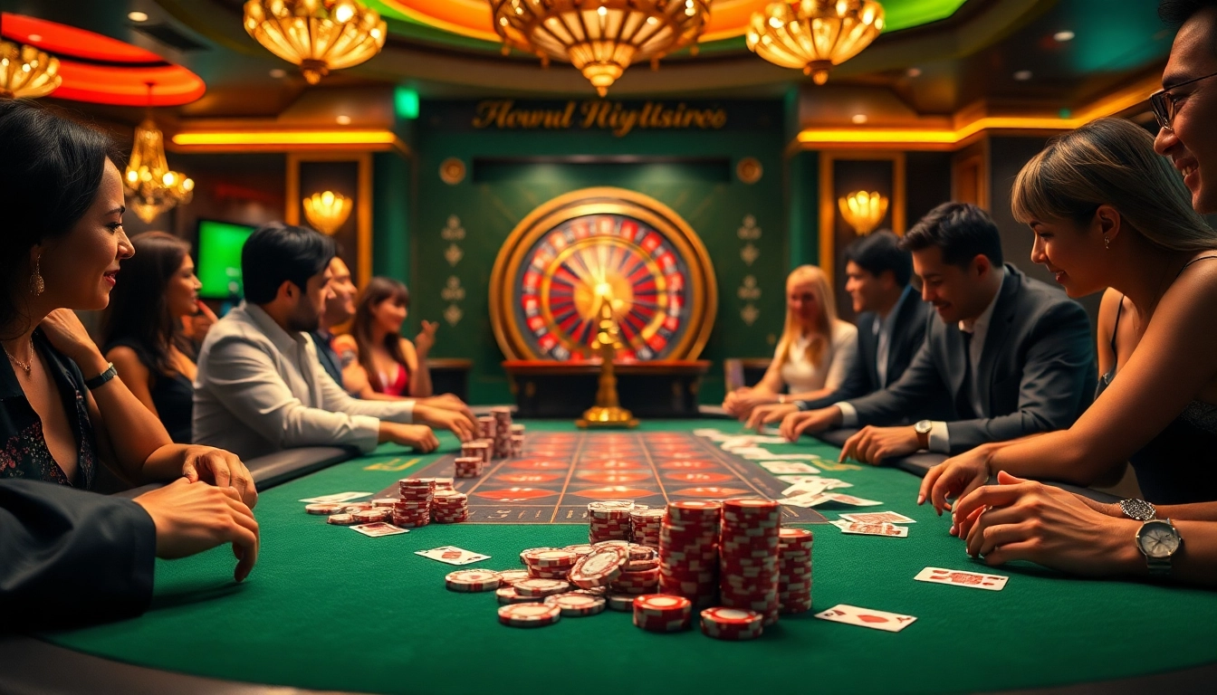 Engaged players enjoying a thrilling ku88 poker game at a luxurious casino table.