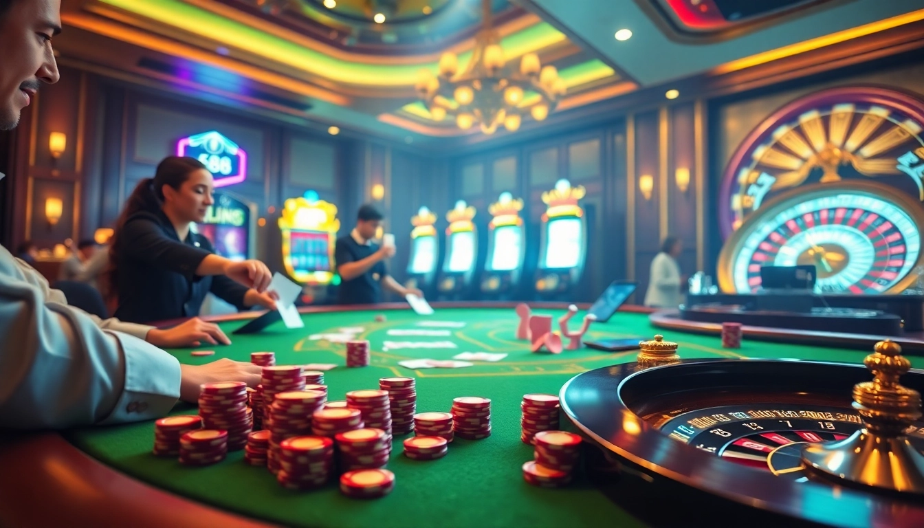 Experience the excitement of AF88 with vibrant casino tables and thrilling slot machines.