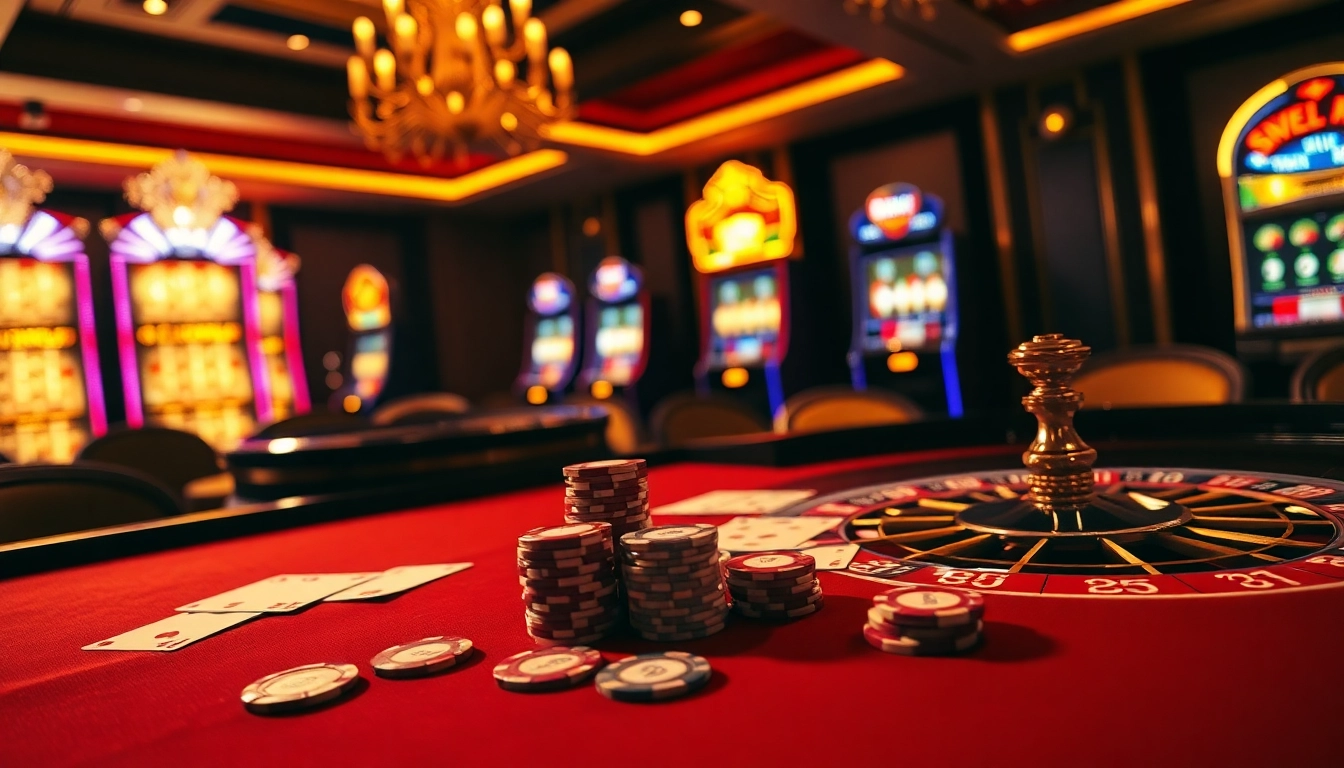 Experience the thrill of 'bdjl win' at an upscale casino poker table, filled with colorful chips and cards.