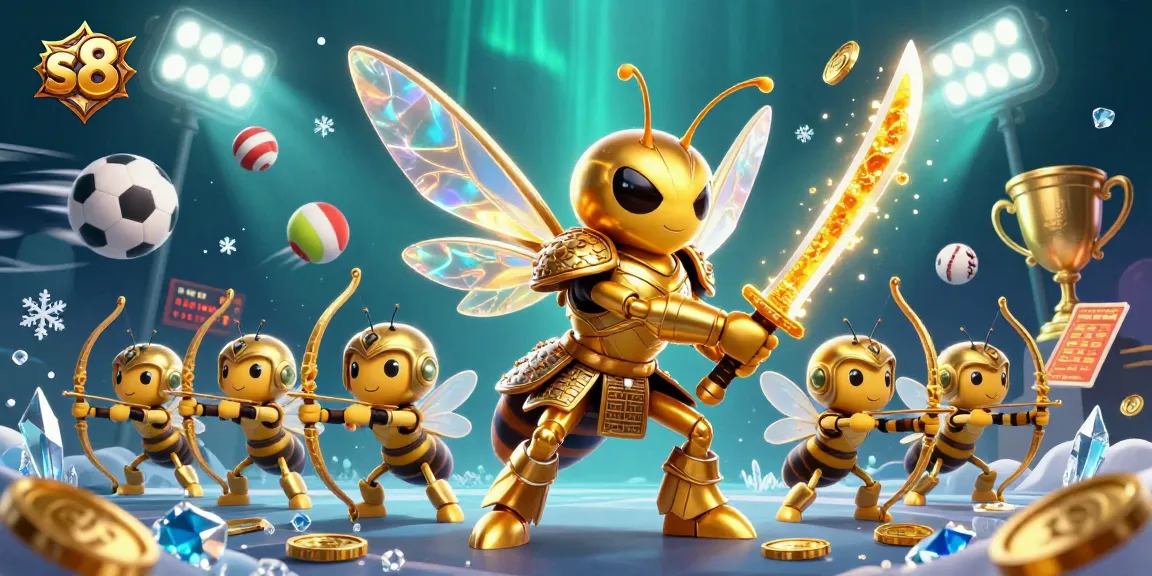 Experience thrilling betting games with s 8, featuring a dynamic scene of a golden hornet and sports elements.