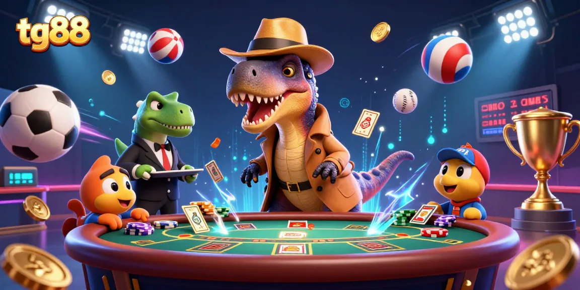 tg88 offers exhilarating gameplay with a velociraptor card counter at a blackjack table.