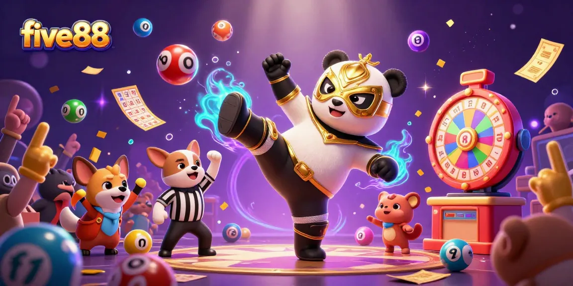 Experience the excitement of five88 as the panda wrestler kicks off a thrilling game show atmosphere.